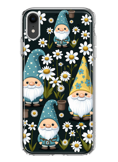 Apple iPhone XR Cute White Daisies Gnomes Flowers Floral Double Layer Phone Case Cover
