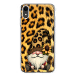 Apple iPhone XR Gnome Sunflower Leopard Hybrid Protective Phone Case Cover