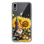 Apple iPhone XR Cute Gnome Sunflowers Clear Hybrid Protective Phone Case Cover