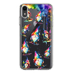 Apple iPhone XR Neon Water Painting Colorful Splash Gnomes Hybrid Protective Phone Case Cover