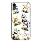 Apple iPhone XR Cute White Blue Daisies Gnomes Hybrid Protective Phone Case Cover