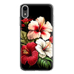 Apple iPhone XR Pink Red Hibiscus Wild Flowers Floral Hybrid Protective Phone Case Cover