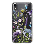 Apple iPhone XR Lavender Dragonfly Butterflies Spring Flowers Hybrid Protective Phone Case Cover