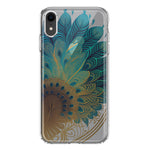 Apple iPhone XR Mandala Geometry Abstract Peacock Feather Pattern Hybrid Protective Phone Case Cover