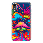 Apple iPhone XR Neon Rainbow Psychedelic Trippy Hippie Bomb Star Dream Hybrid Protective Phone Case Cover