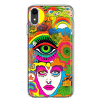 Apple iPhone XR Neon Rainbow Psychedelic Trippy Hippie DaydreamHybrid Protective Phone Case Cover