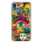 Apple iPhone XR Neon Rainbow Psychedelic Trippy Hippie Multiple Eyes Hybrid Protective Phone Case Cover