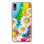 Apple iPhone XR Colorful Rainbow Daisies Blue Pink White Green Double Layer Phone Case Cover