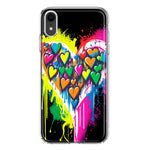 Apple iPhone XR Colorful Rainbow Hearts Love Graffiti Painting Hybrid Protective Phone Case Cover