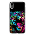 Apple iPhone XR Neon Rainbow Glow Colorful Leopard Hybrid Protective Phone Case Cover