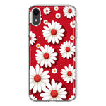 Apple iPhone XR Cute White Red Daisies Polkadots Double Layer Phone Case Cover