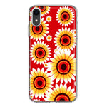 Apple iPhone XR Yellow Sunflowers Polkadot on Red Double Layer Phone Case Cover