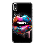 Apple iPhone XR Colorful Lip Graffiti Painting Art Hybrid Protective Phone Case Cover