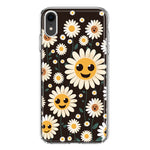 Apple iPhone XR Cute Smiley Face White Daisies Double Layer Phone Case Cover