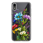 Apple iPhone XR Purple Yellow Red Spring Flowers Floral Hybrid Protective Phone Case Cover