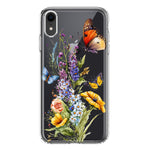 Apple iPhone XR Yellow Purple Spring Flowers Butterflies Floral Hybrid Protective Phone Case Cover