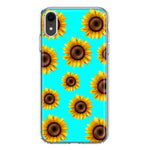 Apple iPhone XR Yellow Sunflowers Polkadot on Turquoise Teal Double Layer Phone Case Cover