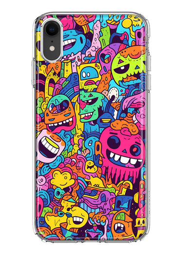 Apple iPhone XR Psychedelic Trippy Happy Characters Pop Art Hybrid Protective Phone Case Cover