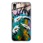 Apple iPhone XR White Daisies Graffiti Wall Art Painting Hybrid Protective Phone Case Cover