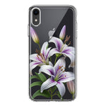 Apple iPhone XR White Lavender Lily Purple Flowers Floral Hybrid Protective Phone Case Cover