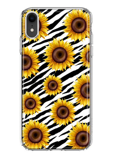 Apple iPhone XR White Zebra Sunflowers Polkadots Double Layer Phone Case Cover