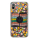 Apple iPhone XS Choose Happy Smiley Face Retro Vintage Groovy 70s Style Hybrid Protective Phone Case Cover