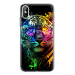 Apple iPhone XS/X Neon Rainbow Swag Tiger Hybrid Protective Phone Case Cover