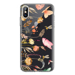 Apple iPhone XS Peach Meadow Wildflowers Butterflies Bees Watercolor Floral Hybrid Protective Phone Case Cover