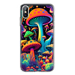 Apple iPhone XS Max Neon Rainbow Psychedelic Indie Hippie Mushrooms Hybrid Protective Phone Case Cover