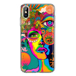 Apple iPhone XS/X Neon Rainbow Psychedelic Hippie One Eye Pop Art Hybrid Protective Phone Case Cover