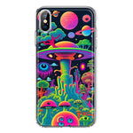 Apple iPhone XS/X Neon Rainbow Psychedelic UFO Alien Planet Hybrid Protective Phone Case Cover