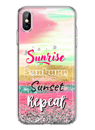 Apple iPhone XS Summer Brush Strokes Sunrise Sunburn Sunset Repeat Hybrid Protective Phone Case Cover
