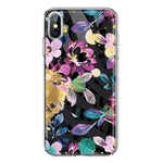 Apple iPhone Xs Max Zebra Stripes Tropical Flowers Purple Blue Summer Vibes Hybrid Protective Phone Case Cover