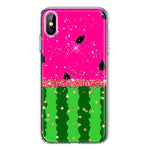 Apple iPhone Xs Max Summer Watermelon Sugar Vacation Tropical Fruit Pink Green Hybrid Protective Phone Case Cover