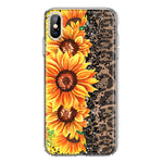 Apple iPhone Xs Max Yellow Summer Sunflowers Brown Leopard Honeycomb Hybrid Protective Phone Case Cover