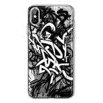 Apple iPhone XS Black White Urban Graffiti Hybrid Protective Phone Case Cover