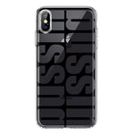 Apple iPhone XS Black Clear Funny Text Quote Bussin Hybrid Protective Phone Case Cover