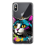 Apple iPhone XS Max Cool Cat Oil Paint Pop Art Hybrid Protective Phone Case Cover