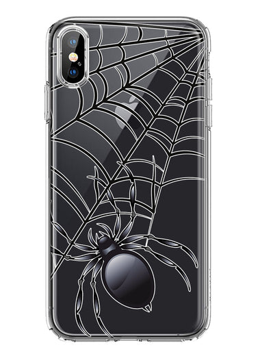 Apple iPhone Xs Max Creepy Black Spider Web Halloween Horror Spooky Hybrid Protective Phone Case Cover
