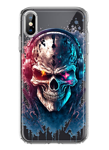 Apple iPhone XS/X Cyberpunk Machine Headphones Skull Double Layer Phone Case Cover