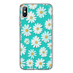 Apple iPhone XS Max Turquoise Teal White Daisies Cute Daisy Polka Dots Double Layer Phone Case Cover