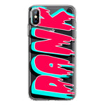 Apple iPhone Xs Max Teal Pink Clear Funny Text Quote Dank Hybrid Protective Phone Case Cover