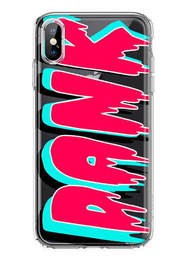 Apple iPhone XS Teal Pink Clear Funny Text Quote Dank Hybrid Protective Phone Case Cover