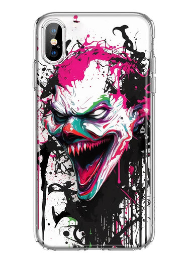 Apple iPhone XS Evil Joker Face Painting Graffiti Hybrid Protective Phone Case Cover