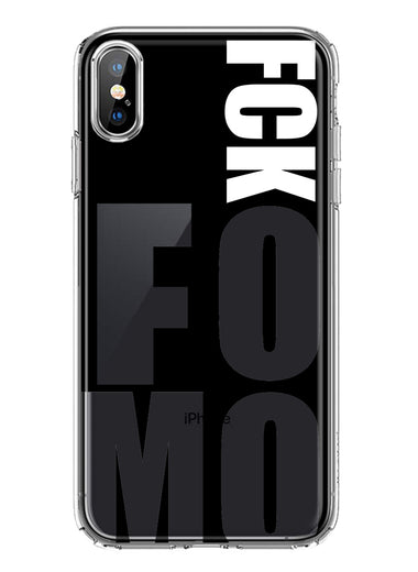 Apple iPhone XS Black Clear Funny Text Quote Fckfomo Hybrid Protective Phone Case Cover