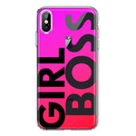 Apple iPhone XS Pink Clear Funny Text Quote Girl Boss Hybrid Protective Phone Case Cover