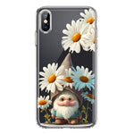 Apple iPhone XS Cute Gnome White Daisy Flowers Floral Hybrid Protective Phone Case Cover