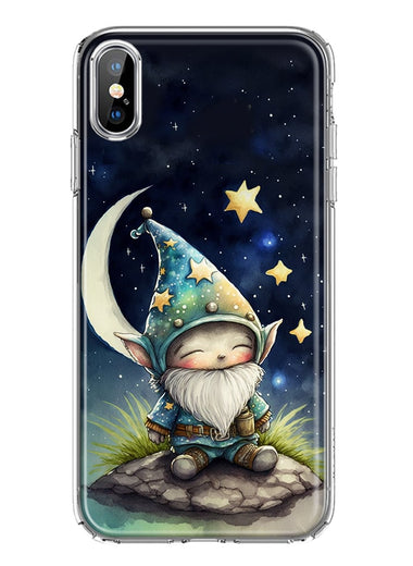 Apple iPhone XS Stars Moon Starry Night Space Gnome Hybrid Protective Phone Case Cover