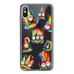 Apple iPhone XS/X Colorful Neon Glow Rainbow Gnomes Painting Hybrid Protective Phone Case Cover