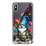 Apple iPhone XS Gnome Red Purple Blue Roses Garden Hybrid Protective Phone Case Cover